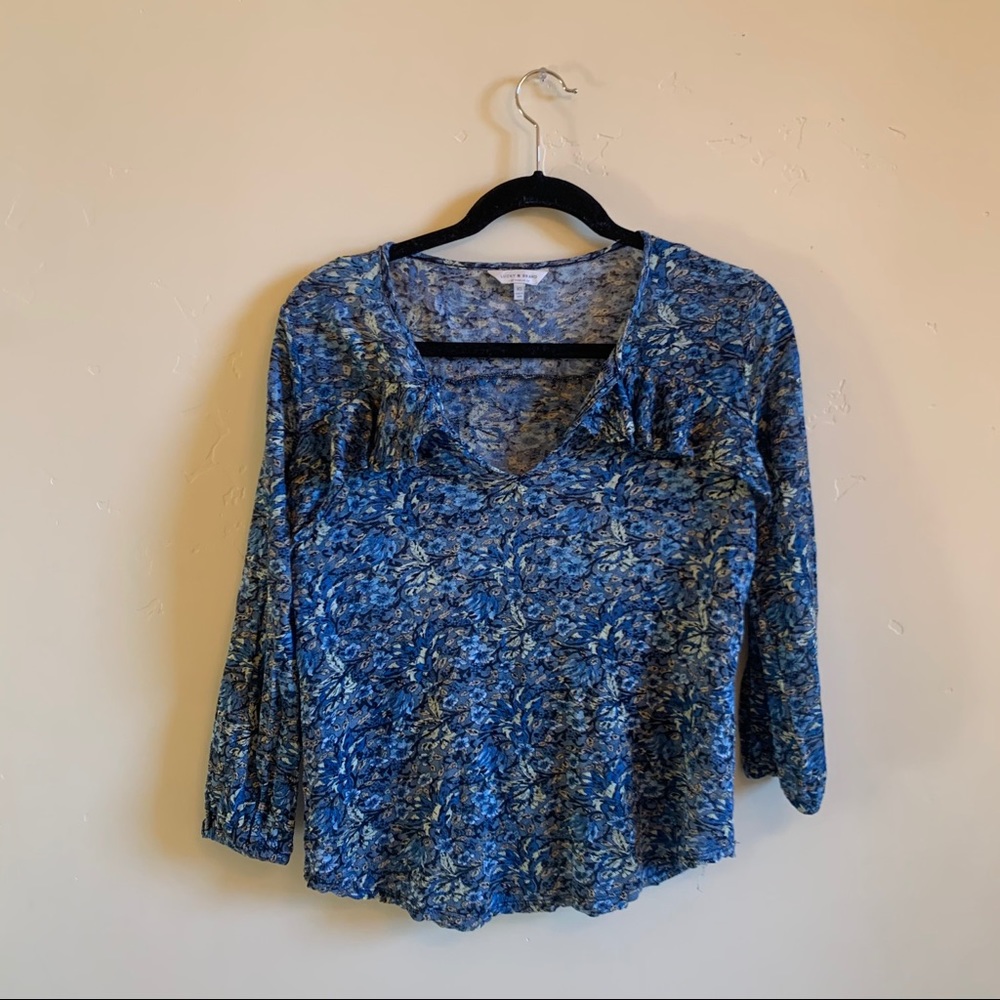 Lucky Brand Ruffle Floral Blouse